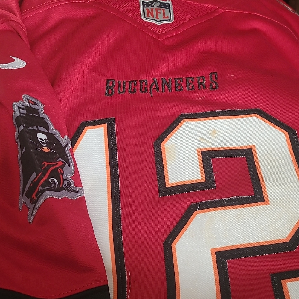 NFL Buccaneers Red and Black BRADY Jersey